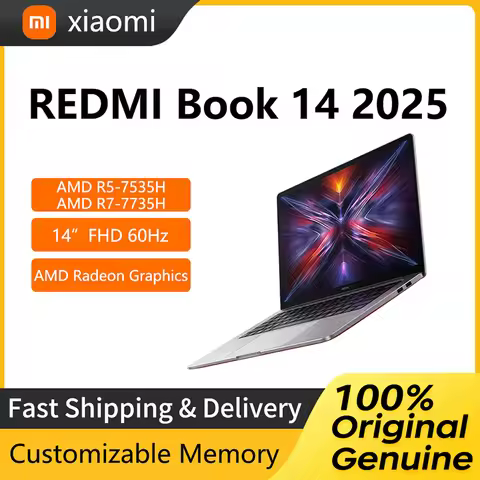 2025 Xiaomi REDMI Book 14 Laptop 14 Inch FHD 60Hz Screen Netbook AMD Ryzen R5-7535H 16GB 512GB Noteb