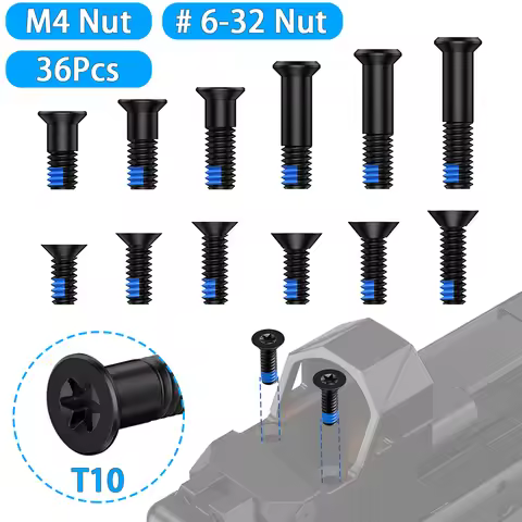 36Pcs Red Dot Screw Kit, M4/#6-32 Stainless Steel Screw with T10 Torx Head & Blue Thread Locker, Com