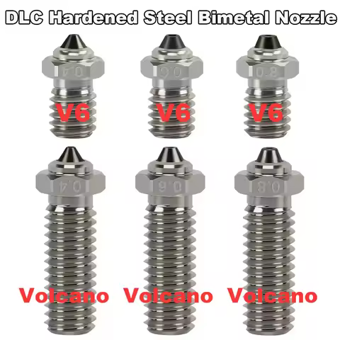 V6 Bimetal Nozzle DLC Hardened Steel Bi-metal Volcano Nozzles High Temperature Wear Resistant E3D V6