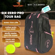 Genuine Pickleball Six Zero Pro Tour Bag - Black Pink - Many Compartments - Large Capacity - Durable
