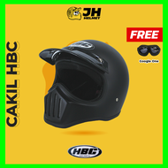 Helm Cakil HBC Polos Black Doff + FREE GOOGLE | Helm Retro | Helm Full Face | Jual Helm