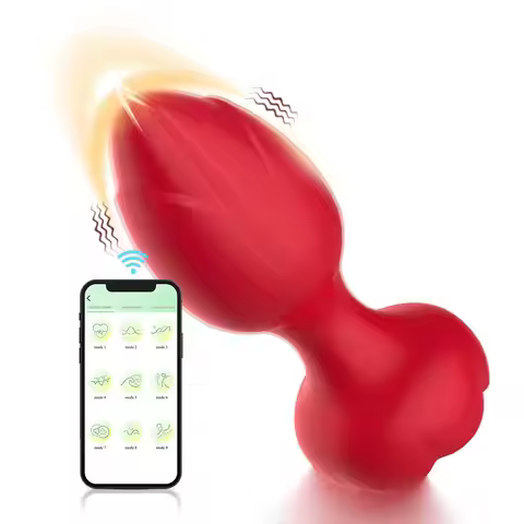Wireless Application Remote Control Full Package Gel Rose Silicone Anal Plug Masturbator Wiggle Anal