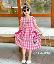 Váy đầm Kuromi kẻ hồng E45 cho bé gái