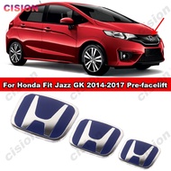 For Honda Fit Jazz GK 2014-2017 Pre-facelift 1Pc Acrylic Sticker Honda Blue 3D Emblem Front Rear Steering Wheel Logo Frame Panel Cover Trim Badge Styling Accessories