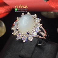 แหวนมุกดาหาร มูนสโตน แหวนเงินแท้ ชุบทองคำขาว พลอยมุกดาหารแท้ YTG-7862