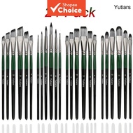 Professional Artist Paint Brush Set 6/24Pcs Various Shapes Round Filbert Flat Angular Detail Brushes