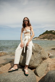 Zummerzalt Wrap Lacey Pant  - กางเกงผูกเอว WrapPant  รุ่น Lacey ผ้าลูกไม้ลายฉลุ สีขาว สีชมพู สีฟ้าคร