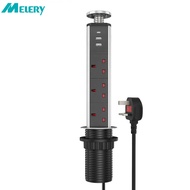 Melery Smart Table Power Socket Pop up Pull 3 Outlet Point USB TYPE-C Charger Tabletop UK Electrical Plug for Home Office Kitchen Hidden