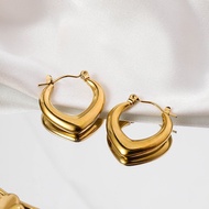 LUXIO necklace / titanium gold hoops earrings / hoops earrings / stainless steel titanium hoops earr