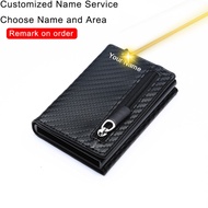 Customized Name Logo Wallet RFID Smart Wallet Credit Card Holder Metal Box Card Holder Men Wallets Minimalist Wallet Coins Purse