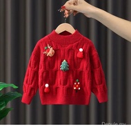 Fast Shipping  Christmas  Girls' Korean Style Sweater Autumn Winter New Fashionable kids Winter Clot