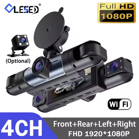 4 Channel Car DVR FHD 1080P 4-Lens Inside Vehicle Dash Cam 360° All Sides Car Camera Wifi Video Driv