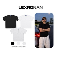 Men's and Women's T-Shirt Zip Collar Zipper LEXRONAN ATZ01 Men's T-Shirt Stretch Cotton Form Fit Coo