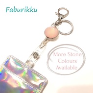 Colour Stone Retractable Badge Reel Keyring With Hologram Ezlink Cardholder/Keychain