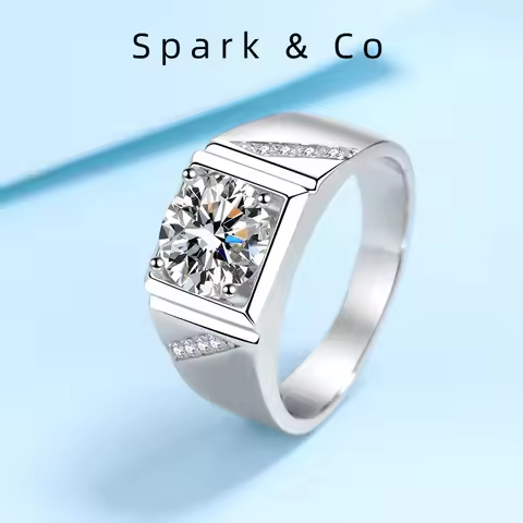 Designer Jewelry Mens 18K White Gold VVS1 2Carat D Color Moissanite Diamond Prong Setting Luxury Qua