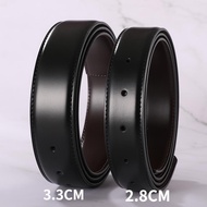 1pcs- Belts No Buckle 2.8CM/3.3CM Width Use on Both Sides Brand Pin Buckle Genuine Leather Double-si