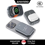 (CCC Certified)ANVORO 3 in 1 Magnetic PowerBank 10000mAh 15W Fast Charging Wireless Portable Charger
