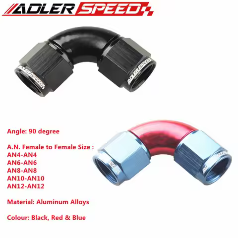 ADLERSPEED 90 Degree AN4 AN6 AN8 AN10 AN12 Female To AN4 AN6 AN8 AN10 AN12 Female Full Flow Swivel A
