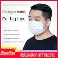 Big Face Mask 3ply Large Size Adult Face Mask Xl Plus Size Disposable Face Mask  -MON