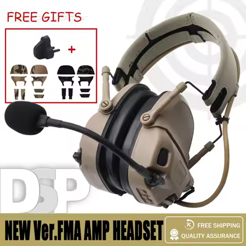 New FCS-TACTICAL AMP Headset Full Digital Dual DPS Tactical Communication Noise Reduction Dual-Chann