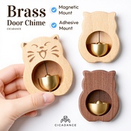 Cat Style Door Chime Bell Dopamine Wood Wind Chime Magnetic Doorbell Self-Adhesive Door Bell Housewa
