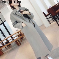 Ruo Bei Xuan เสื้อโค้ท สำหรับผู้หญิงเสื้อโค้ทขนสัตว์หนาความยาวปานกลางเสื้อโค้ทขนสัตว์ของผู้หญิง