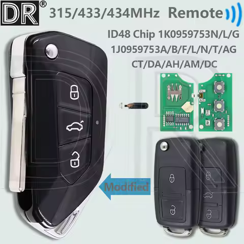 DR B5 Model ID48 Chip Car Remote Key For VW Volkswagen Polo Golf Seat Octavia Skoda Caddy Jetta Bora