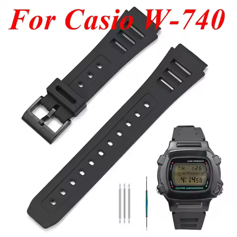 For Casio W-740 Resin Watch Strap Waterproof Watchband Men Women’s Bracelet 19mm Rubber Wristband Re