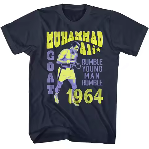 Muhammad Ali Young Man Rumble Navy Men's T Shirt Fashion Trend Y2K Men Clothing T Shirts