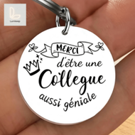 French Style Thank You Keychain For Coworkers Best Friend, Meaningful Office Gift For Colleague Leav