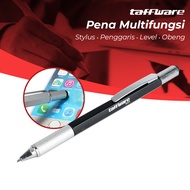 Taffware Pena Multifungsi Plastik Stylus Penggaris Waterpass Obeng