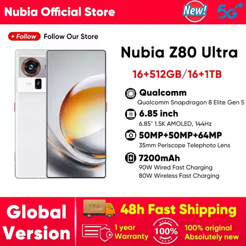 Global Version nubia Z80 Ultra 1.5K 144Hz Display Snapdragon 8 Elite Gen 5 90W Fast Charge 7200mA Or