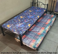 Bedframe with pull out bed and 2 ordinary foam single size 30x75