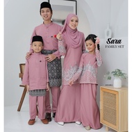 Set Family Kurung Sara Dusty Pink Baju Kurung Moden Ibu Anak Set Sedondon Baju Raya by AIZARA