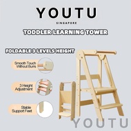 Toddler Learning Tower  Foldable Solid Wood Toddler Step Stool Children's Hand Washing Stool Foldabl