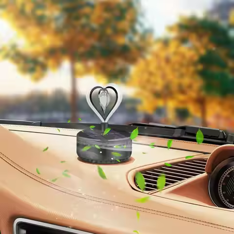 Solar Car Aromatherapy Heart Shaped Auto Freshener Solar Energy Rotating 360 Degree Natural Scent Pe