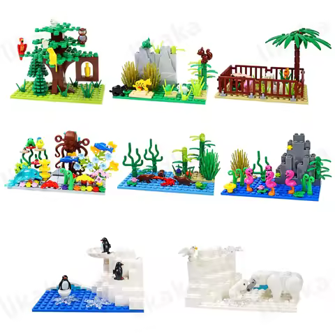 City Farm Animals Building Blocks Nature Animals Fish Otter MOC Underwater World Fish Dolphin Octopu