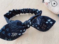 藍色星環的我     手工純棉綁帶式蝴蝶結寶寶髮帶