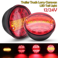 (KXHD) 2Pcs 12V 24V 20 Led Car Trailer Tail Universal Lights Truck Round Taillight Rear Brake Stop I