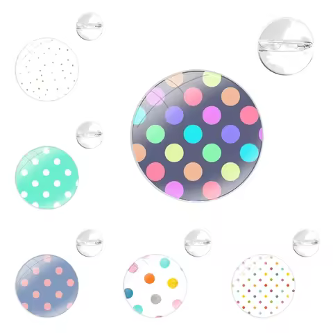Glass Dome Brooches Shirt Lapel Bag Cute Badge Pins For Clothes Hat Accessories Polka dots Art