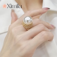 ⭐ Original Temperament High-End Gold Pearl Silver Ring Female Unique All-Match Jewelry silver 925 original ring for women rings men korean jewelry cincin lelaki cincin perempuan couple cincin emas korea 戒指