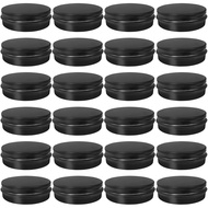24 Pcs Aluminum Tin Jars Containers,1 Oz Round Leak Proof Cosmetic Tin Jars Containers,Black Aluminu