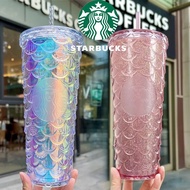 Starbucks Mug 710ml/ Starbucks Tumbler Fish Scale Straw Cups/ Starbucks Mermaid Pink/Purple Cold Cup/Starbucks Tumbler Drinking Bottle