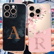 6.9'' For iPhone 16 Pro Max Case A3296 Transparent Aesthetic Letter Flower Back Casing For iPhone 16
