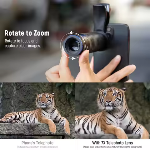 NEEWER LS-36 PRO HD Telephoto Lens for Phone Camera 7X Magnification Lens Attachment with 15 Element