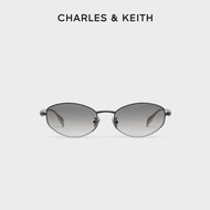 CHARLES&KEITH Sunglasses สินค้าใหม่ CK3-21280574-A แฟชั่นโลหะกรอบแว่นตากันแดดแว่นกันแดด Grey 14.5*3.