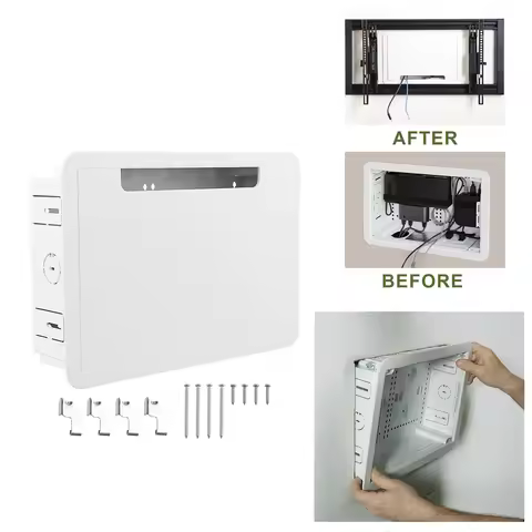 Cable Management Kit 9inch in-Wall TV Media Box Recessed TV Outlet & Network Enclosure in-Wall Enclo