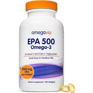 OmegaVia EPA 500 Pure-3 Fish Oil Supplement 500mg EPA Glycerin Triester Form Hairless Fish Oil Non-G