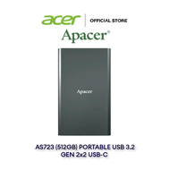 Apacer AS723 (512GB) Titanium Black Portable SSD (ZC.A01ST.0DA)/ USB 3.2 Gen2 /USB-C/ Read/Write: 20