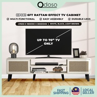 【BUATAN MALAYSIA】 Odoso 6 Feet TV Cabinet with Rattan Effect Tv Cabinet Up to 70-inch TV Wooden Kabi
